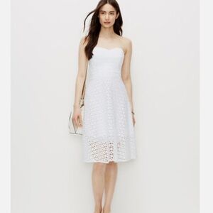 Ann Taylor 100% cotton white eyelets dress